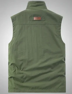 Men's Vest Gilet Fishing Vest Hiking Vest Sleeveless Vest Gilet Jacket Outdoor Street Daily Going out Streetwear Casual Spring Fall Pocket Polyester Nylon Breathable Plain Zipper Stand Collar Loose