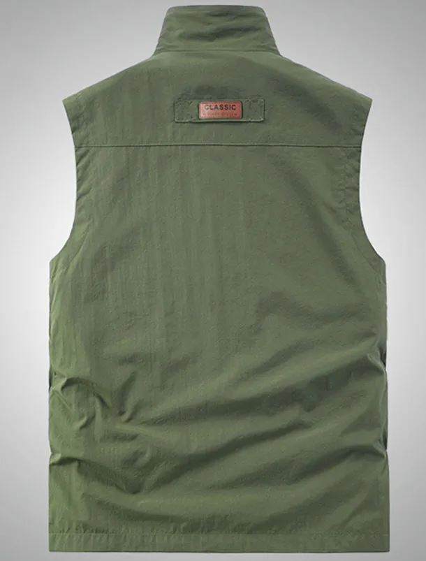 Men's Vest Gilet Fishing Vest Hiking Vest Sleeveless Vest Gilet Jacket Outdoor Street Daily Going out Streetwear Casual Spring Fall Pocket Polyester Nylon Breathable Plain Zipper Stand Collar Loose