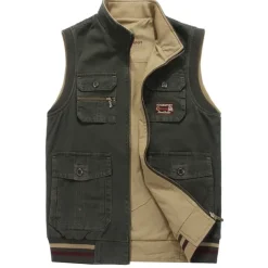Men's Vest Gilet Fishing Vest Hiking Vest Sleeveless Vest Gilet Jacket Outdoor Street Holiday Daily Wear Streetwear Chic & Modern Spring Fall Pocket Cotton Blend Windproof Warm Pure Color Zipper