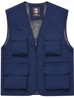Men's Vest Gilet Fishing Vest Hiking Vest Daily Date Vacation Fashion Casual Spring & Fall Mesh Pocket Polyester Breathable Comfortable Plain Zipper V Neck Regular Fit Black Yellow Red Navy Blue Vest