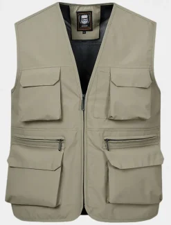 Men's Vest Gilet Fishing Vest Hiking Vest Daily Date Vacation Fashion Casual Spring & Fall Mesh Pocket Polyester Breathable Comfortable Plain Zipper V Neck Regular Fit Black Yellow Red Navy Blue Vest