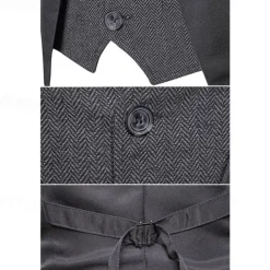 Men's Vest Gilet Wedding Event / Party Daily Fashion Business Spring & Fall Patchwork Button 2 in 1 Polyester Comfortable Color Block Single Breasted One-button V Neck Regular Fit Black Navy Blue