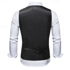 Men's Vest Tie Set Paisley Floral Jacquard Necktie Pocket Square 3PCS Waistcoat Retro Vintage Rococo for Suit or Tuxedo Wedding Party Masquerade