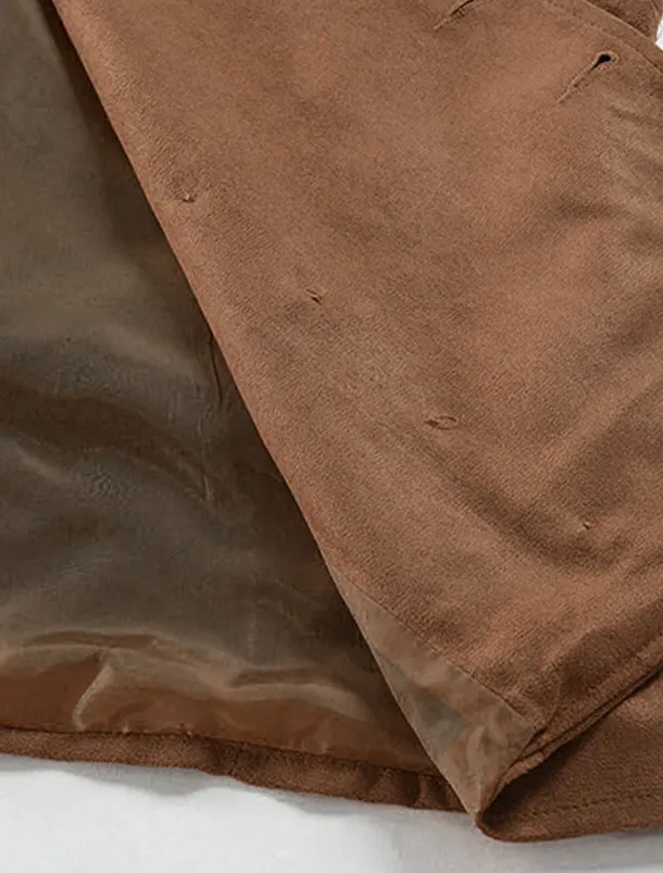 Men's Vest Waistcoat Daily Wear Vacation Going out Vintage Fashion Spring & Fall Button Polyester Comfortable Plain Double Breasted Lapel Regular Fit Black Royal Blue Brown Rose Red Vest