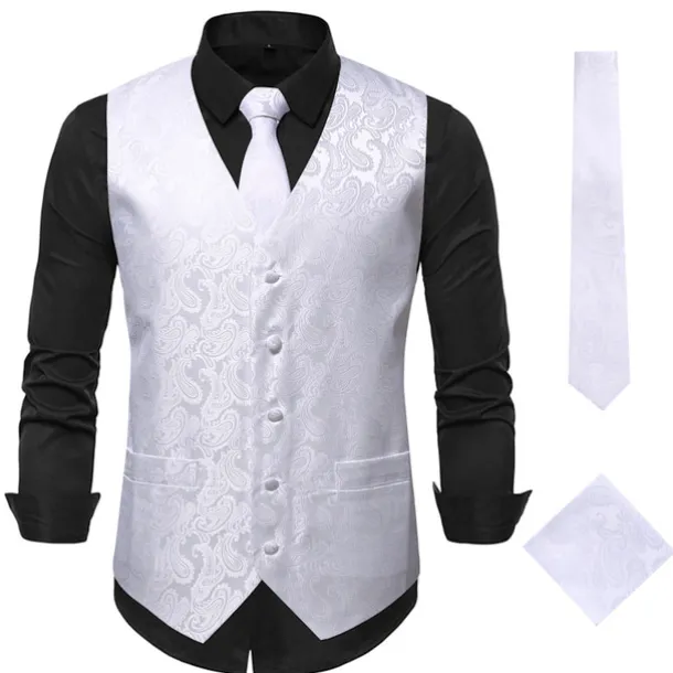 Men's Vest Waistcoat Gilet Wedding Office & Career Daily Wear Party / Cocktail Business Modern Contemporary Spring Fall Embroidered Pocket Print Button-Down Polyester Soft Outdoor Comfortable Flower