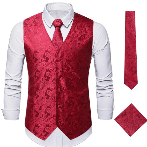 Men's Vest Waistcoat Gilet Wedding Office & Career Daily Wear Party / Cocktail Business Modern Contemporary Spring Fall Embroidered Pocket Print Button-Down Polyester Soft Outdoor Comfortable Flower