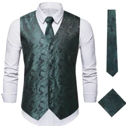Men's Vest Waistcoat Gilet Wedding Office & Career Daily Wear Party / Cocktail Business Modern Contemporary Spring Fall Embroidered Pocket Print Button-Down Polyester Soft Outdoor Comfortable Flower