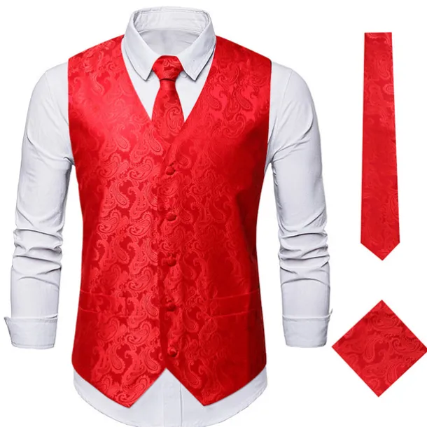 Men's Vest Waistcoat Gilet Wedding Office & Career Daily Wear Party / Cocktail Business Modern Contemporary Spring Fall Embroidered Pocket Print Button-Down Polyester Soft Outdoor Comfortable Flower