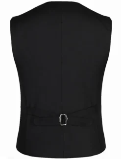Men's Vest Waistcoat Wedding Work Business Casual Smart Casual Cotton Polyester Solid Colored V Neck Slim Black Vest