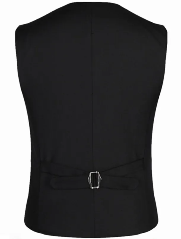 Men's Vest Waistcoat Wedding Work Business Casual Smart Casual Cotton Polyester Solid Colored V Neck Slim Black Vest