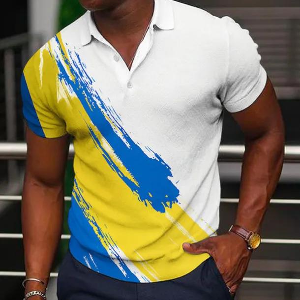 Men's Veterans Patriotic Polo Shirts Golf Shirt Short Sleeve Polo Shirts Collared Shirts Casual Streetwear Vacation Wear Party Outfits Buttons 3D Print White Yellow Red