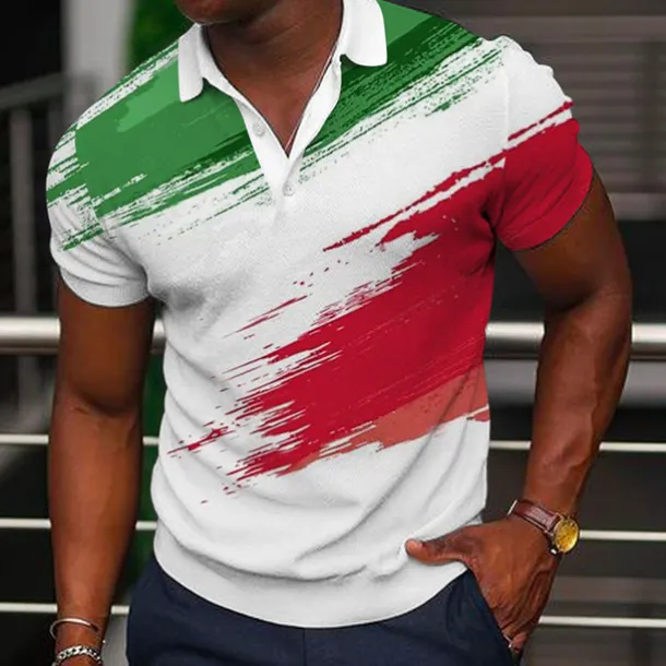 Men's Veterans Patriotic Polo Shirts Golf Shirt Short Sleeve Polo Shirts Collared Shirts Casual Streetwear Vacation Wear Party Outfits Buttons 3D Print White Yellow Red