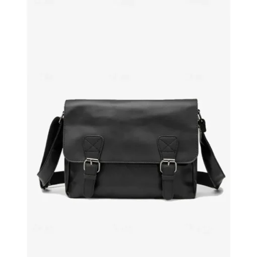 Men's Vintage Faux Leather Messenger Bag with Adjustable Strap – Durable Two-Tone Design for Work and Casual Use