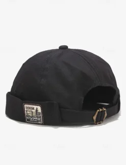 Men's Vintage Rolled Cuff Beanie Caps – Adjustable Brimless Hats in Multiple Colors for Casual and Streetwear Style