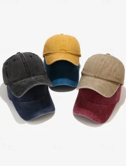 Men's Vintage Washed Cotton Baseball Cap - Adjustable Dad Hat in Multiple Colors for Casual Wear