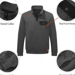 Men's Waffle Hoodies Hoodie Wine Red Black Brown Green Light Grey Standing Collar Plain Sports & Outdoor Daily Holiday Streetwear Cool Casual Winter Spring & Fall Clothing Apparel Hoodies