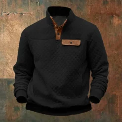 Men's Waffle Hoodies Hoodie Wine Red Black Brown Green Light Grey Standing Collar Plain Sports & Outdoor Daily Holiday Streetwear Cool Casual Winter Spring & Fall Clothing Apparel Hoodies