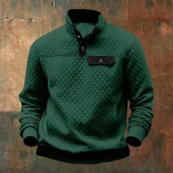 Men's Waffle Hoodies Hoodie Wine Red Black Brown Green Light Grey Standing Collar Plain Sports & Outdoor Daily Holiday Streetwear Cool Casual Winter Spring & Fall Clothing Apparel Hoodies