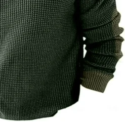 Men's Waffle Polo Shirt Polo Shirt Formal Business Quarter Zip Long Sleeve Fashion Basic Solid Color Patchwork Zipper Spring & Fall Blue Brown Army Green Grey Waffle Polo Shirt