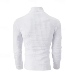 Men's Waffle Polo Shirt Quarter Zip Polo Daily Holiday Quarter Zip Long Sleeve Fashion Modern Plain Pocket Spring & Fall Regular Fit Black White Navy Blue Orange Light Grey Dark Gray Waffle Polo