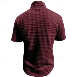 Men's Waffle Polo Shirt Quarter Zip Polo Daily Holiday Quarter Zip Short Sleeve Fashion Basic Plain Spring & Summer Regular Fit Black White Burgundy Khaki Light Grey Army Green Waffle Polo Shirt