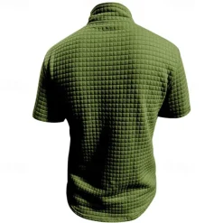 Men's Waffle Polo Shirt Quarter Zip Polo Daily Holiday Quarter Zip Short Sleeve Fashion Basic Plain Spring & Summer Regular Fit Black White Burgundy Khaki Light Grey Army Green Waffle Polo Shirt