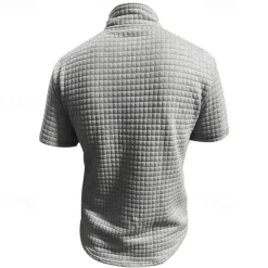 Men's Waffle Polo Shirt Quarter Zip Polo Daily Holiday Quarter Zip Short Sleeve Fashion Basic Plain Spring & Summer Regular Fit Black White Burgundy Khaki Light Grey Army Green Waffle Polo Shirt