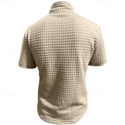 Men's Waffle Polo Shirt Quarter Zip Polo Daily Holiday Quarter Zip Short Sleeve Fashion Basic Plain Spring & Summer Regular Fit Black White Burgundy Khaki Light Grey Army Green Waffle Polo Shirt