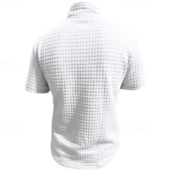 Men's Waffle Polo Shirt Quarter Zip Polo Daily Holiday Quarter Zip Short Sleeve Fashion Basic Plain Spring & Summer Regular Fit Black White Burgundy Khaki Light Grey Army Green Waffle Polo Shirt