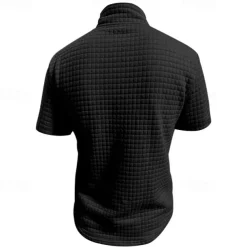 Men's Waffle Polo Shirt Quarter Zip Polo Daily Holiday Quarter Zip Short Sleeve Fashion Basic Plain Spring & Summer Regular Fit Black White Burgundy Khaki Light Grey Army Green Waffle Polo Shirt