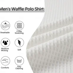 Men's Waffle Polo Shirt Waffle T Shirt Sports Outdoor Cycling / Bike Standing Collar Quarter Zip Long Sleeve Fashion Modern Solid Color Knitted Spring & Fall Standard Fit Light Blue Black White Dark