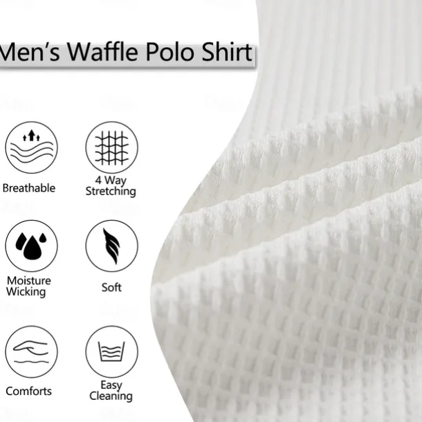 Men's Waffle Polo Shirt Waffle T Shirt Sports Outdoor Cycling / Bike Standing Collar Quarter Zip Long Sleeve Fashion Modern Solid Color Knitted Spring & Fall Standard Fit Light Blue Black White Dark