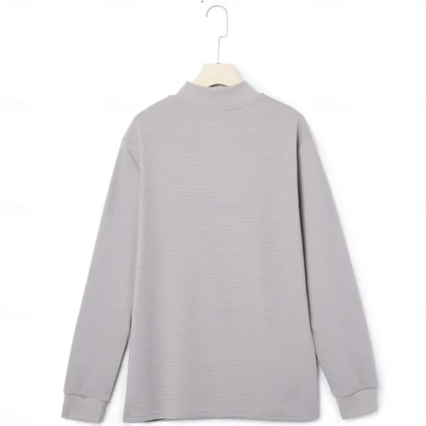 Men's Waffle Polo Shirt Waffle T Shirt Sports Outdoor Cycling / Bike Standing Collar Quarter Zip Long Sleeve Fashion Modern Solid Color Knitted Spring & Fall Standard Fit Light Blue Black White Dark