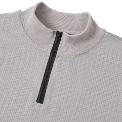Men's Waffle Polo Shirt Waffle T Shirt Sports Outdoor Cycling / Bike Standing Collar Quarter Zip Long Sleeve Fashion Modern Solid Color Knitted Spring & Fall Standard Fit Light Blue Black White Dark