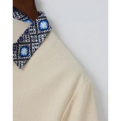 Men's Waffle Shirt Polo Tee Pants Sets Long Sleeve Quarter Zip Solid Color Knitwear Fashion Pocket Home Office / Career Street Black Ivory Blue Top Tee for Men