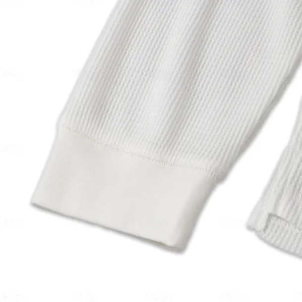 Men's Waffle Shirt T Shirt Tee Top Long Sleeve Shirt Long Sleeve Crew Neck Spring & Fall Plain Fashion Designer Basic Vacation Street Going out Dark Grey Black White Top Tee for Men