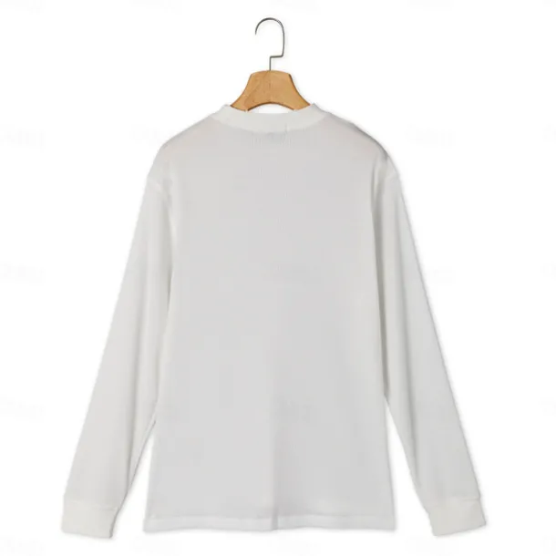 Men's Waffle Shirt T Shirt Tee Top Long Sleeve Shirt Long Sleeve Crew Neck Spring & Fall Plain Fashion Designer Basic Vacation Street Going out Dark Grey Black White Top Tee for Men