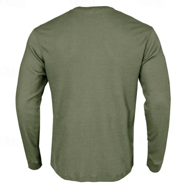 Men's Waffle Shirt T Shirt Tee Top Long Sleeve Shirt Long Sleeve Crew Neck Spring & Fall Plain Fashion Designer Basic Vacation Street Going out Dark Grey Black White Top Tee for Men