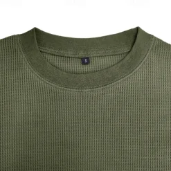 Men's Waffle Shirt T Shirt Tee Top Long Sleeve Shirt Long Sleeve Crew Neck Spring & Fall Plain Fashion Designer Basic Vacation Street Going out Dark Grey Black White Top Tee for Men