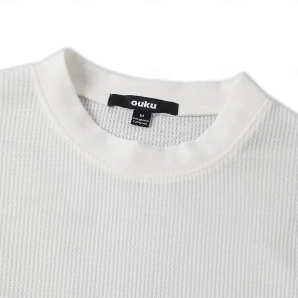 Men's Waffle Shirt T Shirt Tee Top Long Sleeve Shirt Long Sleeve Crew Neck Spring & Fall Plain Fashion Designer Basic Vacation Street Going out Dark Grey Black White Top Tee for Men