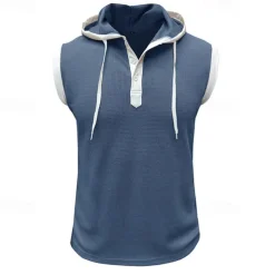 Men's Waffle Shirt Tank Top Undershirt Sleeveless Shirt Sleeveless V Neck Summer Plain Fashion Designer Muscle V Neck Outdoor Going out Gym Black White Red Top Tee for Men