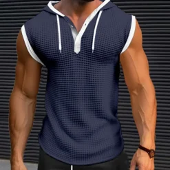 Men's Waffle Shirt Tank Top Undershirt Sleeveless Shirt Sleeveless V Neck Summer Plain Fashion Designer Muscle V Neck Outdoor Going out Gym Black White Red Top Tee for Men