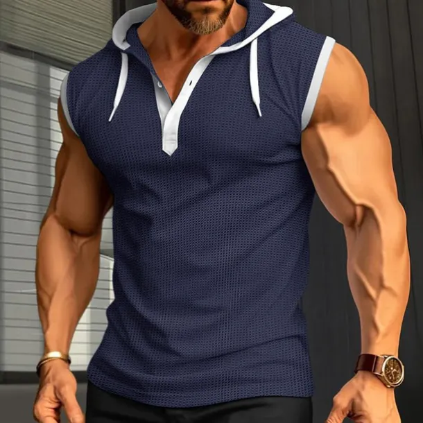 Men's Waffle Shirt Tank Top Undershirt Sleeveless Shirt Sleeveless Hooded Summer Plain Fashion Designer Muscle Outdoor Going out Gym Black White Red Top Tee for Men