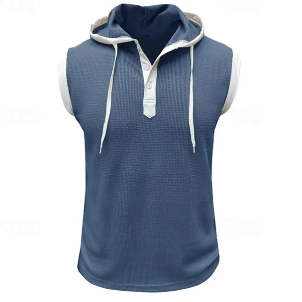Men's Waffle Shirt Tank Top Undershirt Sleeveless Shirt Sleeveless Hooded Summer Plain Fashion Designer Muscle Outdoor Going out Gym Black White Red Top Tee for Men