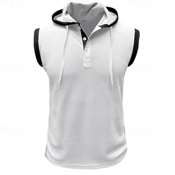 Men's Waffle Shirt Tank Top Undershirt Sleeveless Shirt Sleeveless Hooded Summer Plain Fashion Designer Muscle Outdoor Going out Gym Black White Red Top Tee for Men