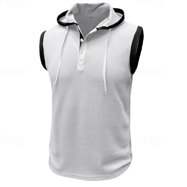 Men's Waffle Shirt Tank Top Undershirt Sleeveless Shirt Sleeveless Hooded Summer Plain Fashion Designer Muscle Outdoor Going out Gym Black White Red Top Tee for Men