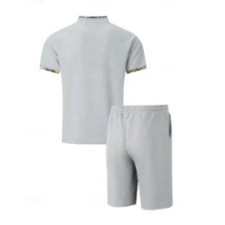 Men's Waffle Shirt T-shirt Suits 2 Pieces Outfits Tee & Shorts Short Sleeve Standing Collar Summer Color Block Fashion Casual 2 Piece Front Pocket Vacation Daily Wear Going out Black White Royal Blue