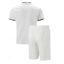 Men's Waffle Shirt T-shirt Suits 2 Pieces Outfits Tee & Shorts Short Sleeve Standing Collar Summer Color Block Fashion Casual 2 Piece Front Pocket Vacation Daily Wear Going out Black White Royal Blue