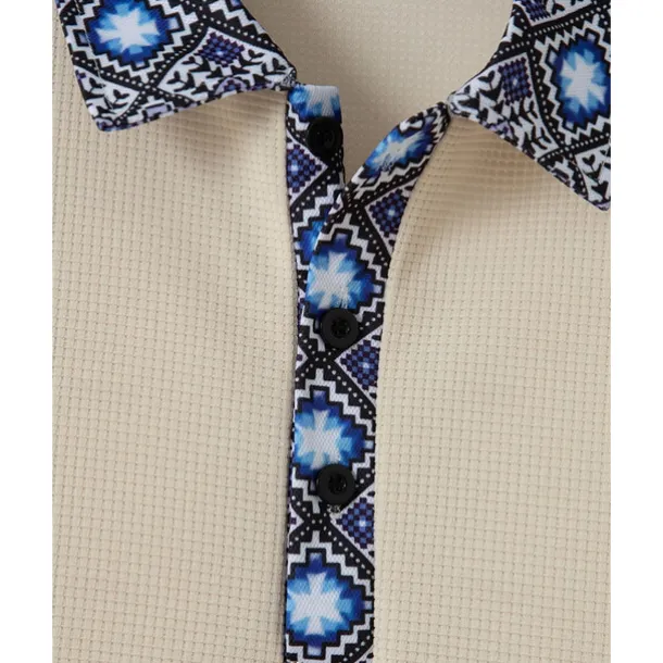 Men's Waffle Shirt T-shirt Suits Shirt and Pant Sets 2 Pieces Outfits Short Sleeve Lapel Summer Color Block Fashion Casual Patchwork 2 Piece Vacation Daily Wear Going out Black White Royal Blue Top