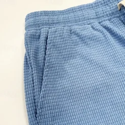 Men's Waffle Shorts Shorts Summer Shorts Casual Shorts Pocket Drawstring Elastic Waist Plain Comfort Breathable Short Outdoor Vacation Sport Casual Black White Micro-elastic